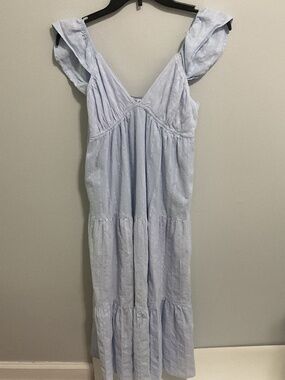 HYFVE Palest Blue V-neck Tiered Maxi Dress, Large